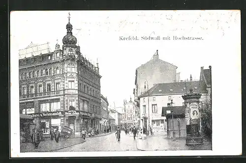 AK Krefeld, Südwall mit Hochstrasse