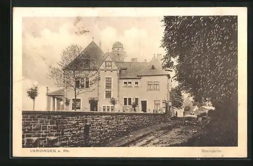 AK Uerdingen a. Rh., Strassenpartie mit grossem Gebäude