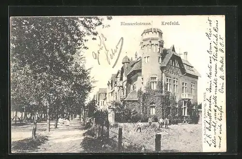 AK Krefeld, Bismarckstrasse mit Villa