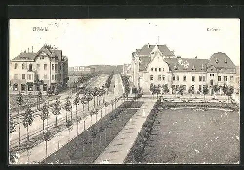 AK Krefeld, Strassenpartie an der Kaserne