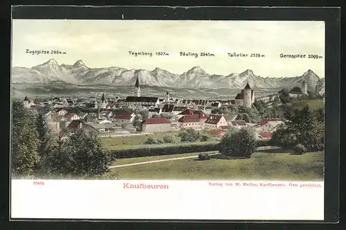 AK Kaufbeuren, Ortsansicht mit Zugspitze