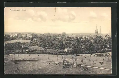 AK Burscheid, Totalansicht mit Kirchturm