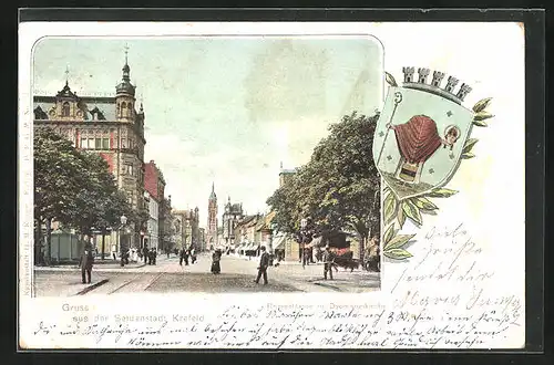 AK Krefeld, Rheinstrasse mit Dyonisiuskirche