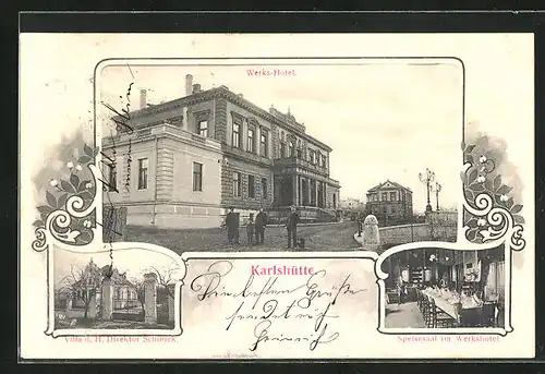 AK Königshof-Karlshütte, Werks-Hotel, Villa des Direktors Schimek