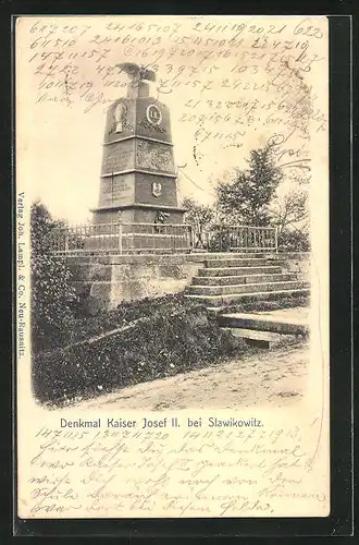 AK Slawikowitz, Denkmal Kaiser Josef II.
