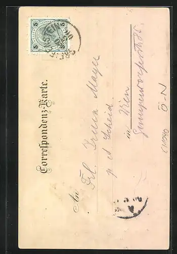 Lithographie Greifenstein, Aufstieg zur Ruine