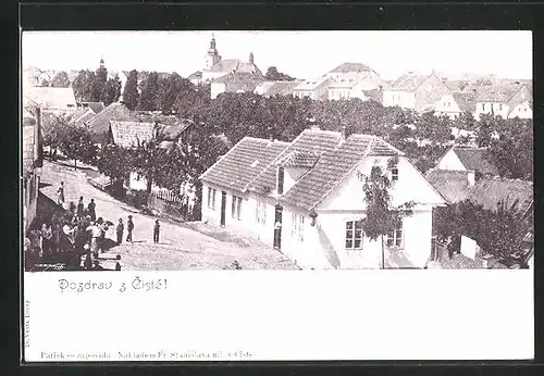 AK Cista, Strassenpartie im Ort