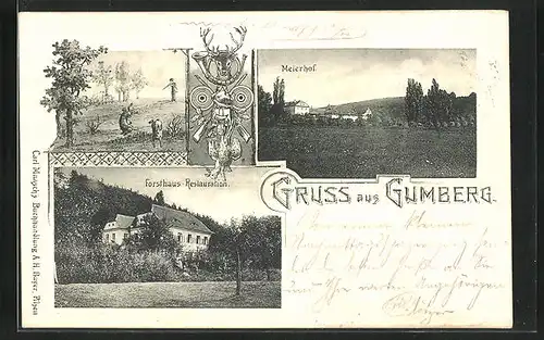 AK Gumberg b. Pilsen, Forsthaus-Restaurant, Meierhof
