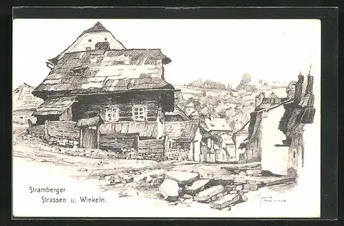 Künstler-AK Stramberk, Stramberger Strassen und Winkeln