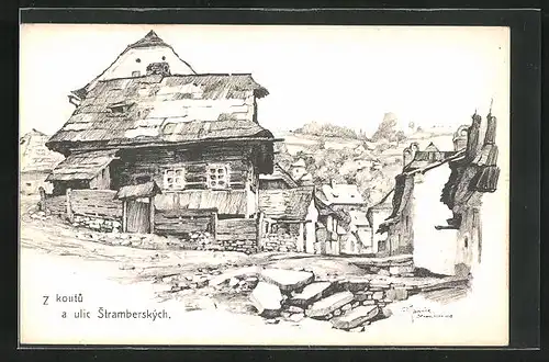 Künstler-AK Stramberk, Z koutu a ulic Stramberskych
