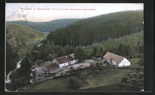 AK Chotebor, Blick in das Tal
