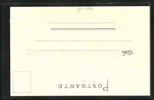 Passepartout-Lithographie Karlsruhe, Schloss mit Friedrichs-Denkmal, Wappen