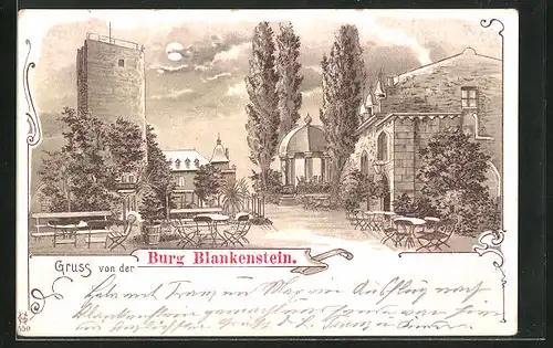 Lithographie Blankenstein, Hotel-Restaurant v. Gustav vom Stein jr.