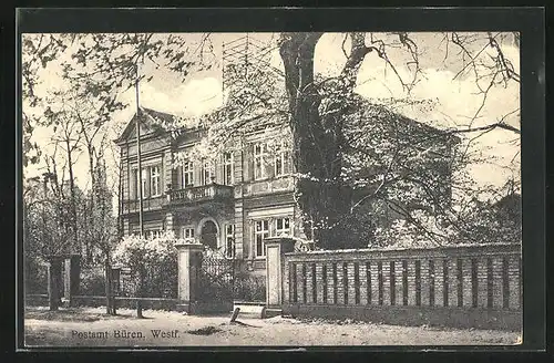 AK Büren /Westf., Postamt im Frühling