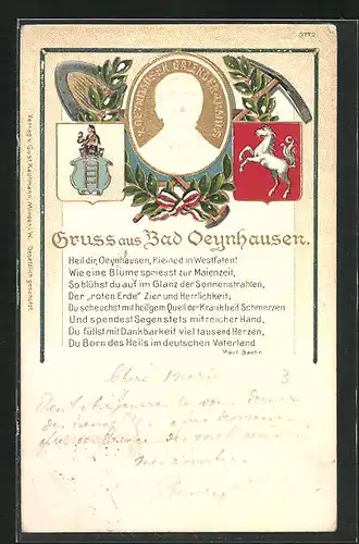 Lithographie Bad Oeynhausen, Gründer des Bades v. Oeynhausen