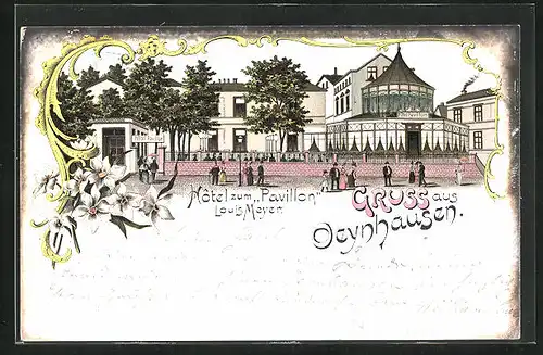 Lithographie Oeynhausen, Hotel zum Pavillon Louis Meyer