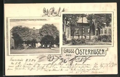 AK Osterhusen, Her. Meent`s Gasthof & Postagentur