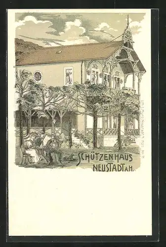 Lithographie Neustadt a. H., Gasthaus Schützenhaus