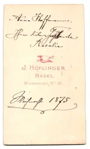 Fotografie J. Höflinger, Basel, Blumenrain 32, Portrait kleines Mädchen im weissen Kleid