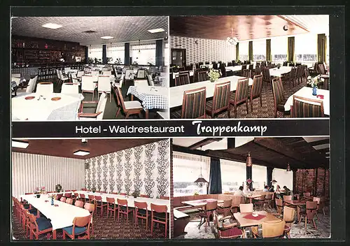 AK Trappenkamp, Hotel-Waldrestaurant von Pepi Kühl, Innenansichten