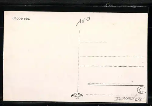 AK Chocerady, Ortspartie mit Gebäudeansicht