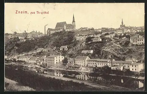 AK Znaim, Panorama mit Kirche