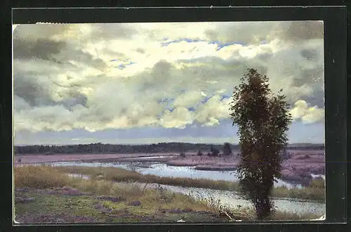Künstler-AK Photochromie Nr. 2477: Uferlandschft mit Bäumen
