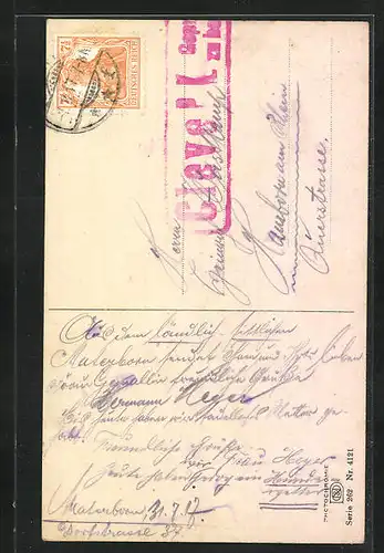 Künstler-AK Photochromie Nr. 4121: Uferpartie mit Bäumen