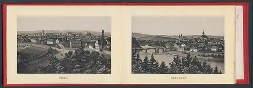 Leporello-Album Döbeln, mit 15 Lithographie-Ansichten, Zwickau, Schneeberg, Glauchau, Muldenthal