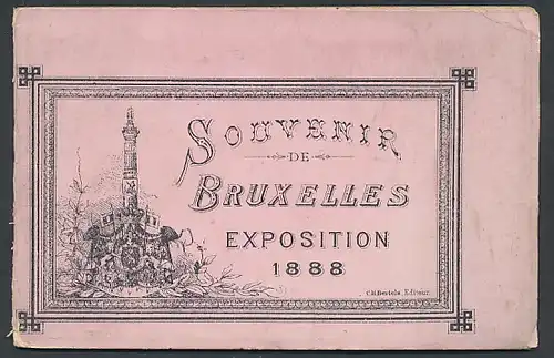 Leporello-Album Bruxelles, mit 11 Ansichten, Exposition Internationale 1888, Square du Petit Sablon, Banque Nationale