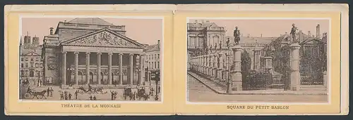 Leporello-Album Bruxelles, mit 11 Ansichten, Exposition Internationale 1888, Square du Petit Sablon, Banque Nationale