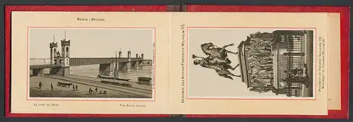 Leporello-Album Köln, 14 Lithographie-Ansichten, Zoo, Rhein-Brücke, Gürzenich-Saal