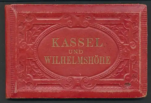 Leporello-Album Kassel, 20 Lithographie-Ansichten, Bahnhof, Bellevue, Wilhelmshöhe