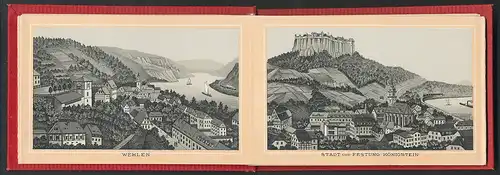 Leporello-Album Wehlen, mit 17 Lithographie-Ansichten, Schandau, Bastei, Kuhstall, Hotel Hernskretschen