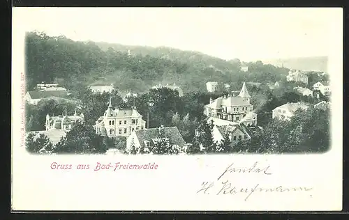 AK Bad Freienwalde, Ortspartie aus der Vogelschau