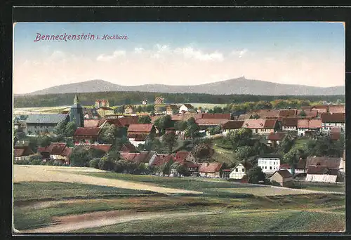 AK Benneckenstein /Hochharz, Panorama mit Gebirgszug