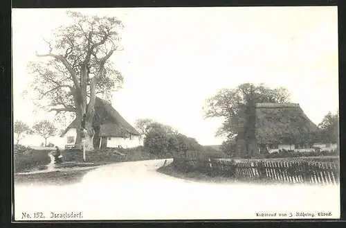 AK Israelsdorf, Strassenpartie mit Wohnhäusern