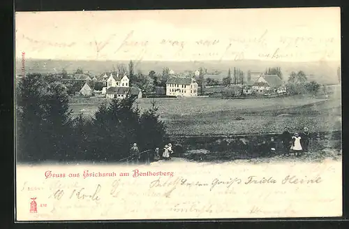 AK Erichsruh am Bentherberg, Kinder posieren vor dem Dorf