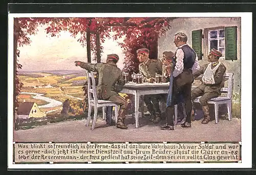 Künstler-AK Paul Hey: Verein für das Deutschtum im Ausland, Soldatenpostkarte Nr. 6 Was blinkt so freundlich...