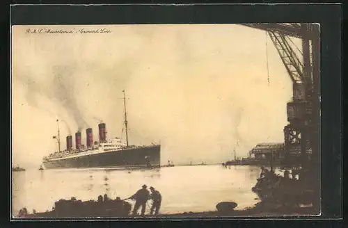 AK Passagierschiff R. M. S. Mauretania im Hafen