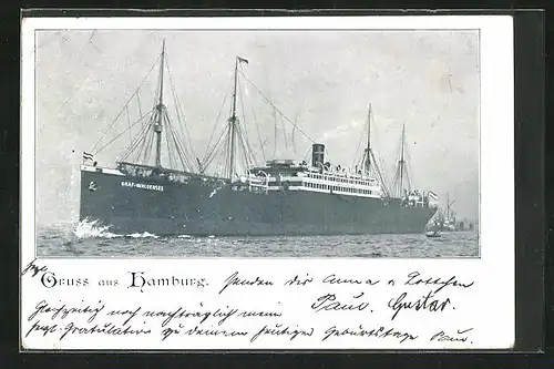 AK Hamburg, Passagierschiff Graf Waldersee in Fahrt
