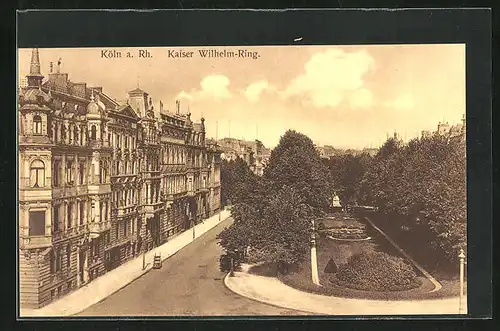 AK Köln a. Rh., Strasse Kaiser Wilhelm-Ring mit Bäumen