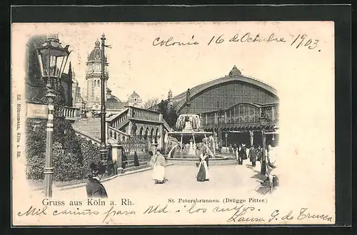 AK Köln a. Rh., St. Petersbrunnen am Bahnhof
