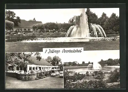 AK Bottrop, Gasthaus Overbeckshof, Fontäne