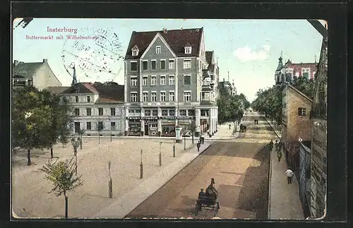 AK Insterburg, Buttermarkt mit Wilhelmstrasse