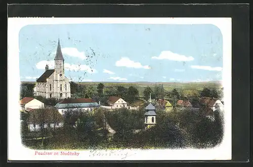 AK Studénka, Panorama mit Kirche