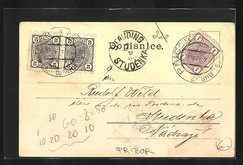 AK Pribor, Panorama mit Kirche