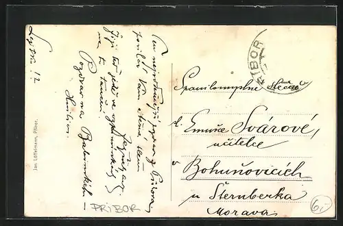 AK Pribor, Flusspartie mit Kirche