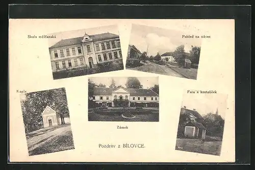 AK Bilovec, Zamek, Skola mestantska, Kaple