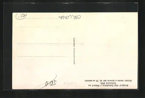 AK Orlova, Krajovy slet Sokolstva 1929, Uvitani zactva a dorostu dne 30 Vl. na namesti